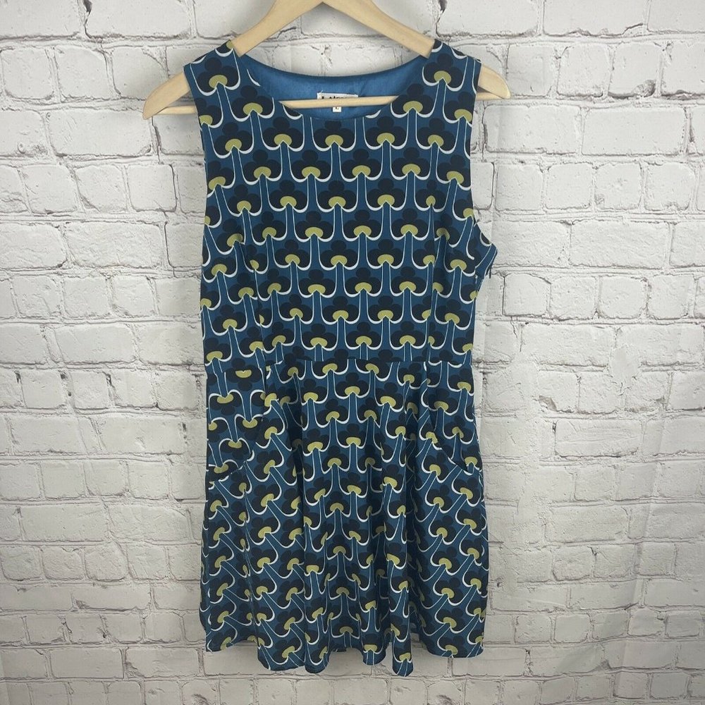 BOUTIQUE LA SOUL Womens Dress Sleeveless Blue Floral Spade Print Large